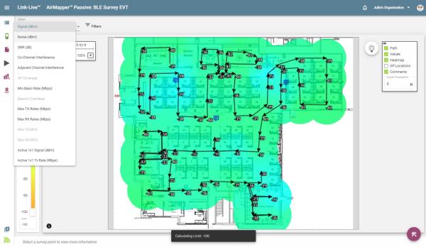AirMapper Site Survey in Link-Live provides fast visualization of the Wi-Fi environment to validate coverage and performance or quickly find deficient areas.